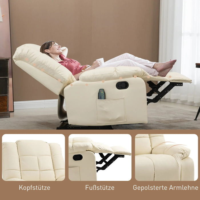 Chaise de massage, fauteuil relaxation, 8 points de vibration, fonction de couchage, cuir synthétique, 94x99x9cm