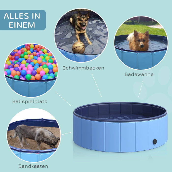 Hundebadewanne faltbar Hundepool Wasserbecken Blau, Ø100xH30cm