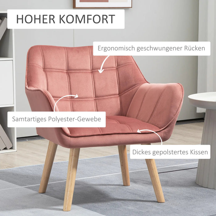 Fauteuil d'ameublement AkzentCafe Scandi Design Samt Optics Pink, 68.5x61x72cm