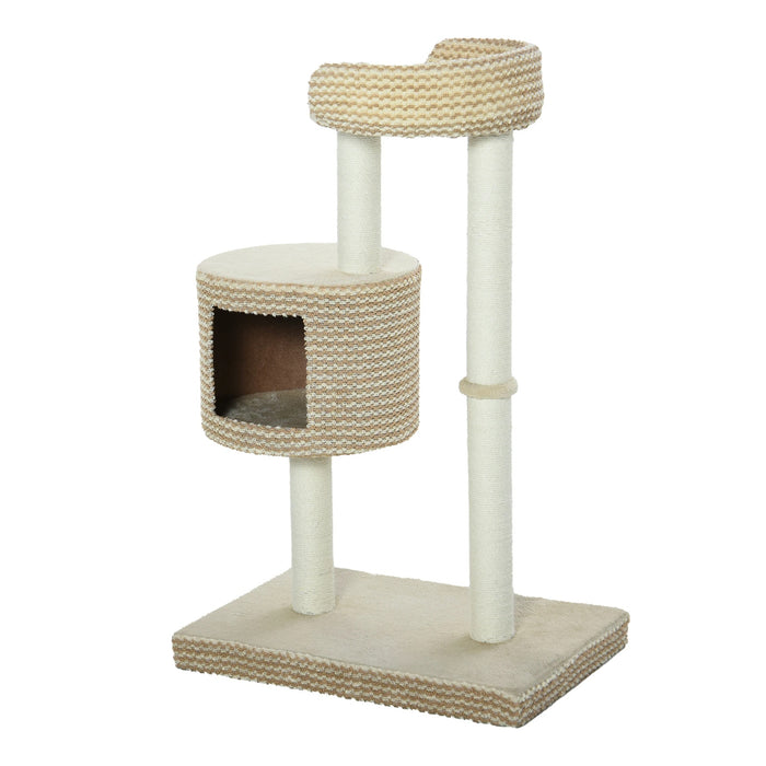 Cat Scratching Post, plates-formes de visualisation confortables, beige et café, 61x41x96cm