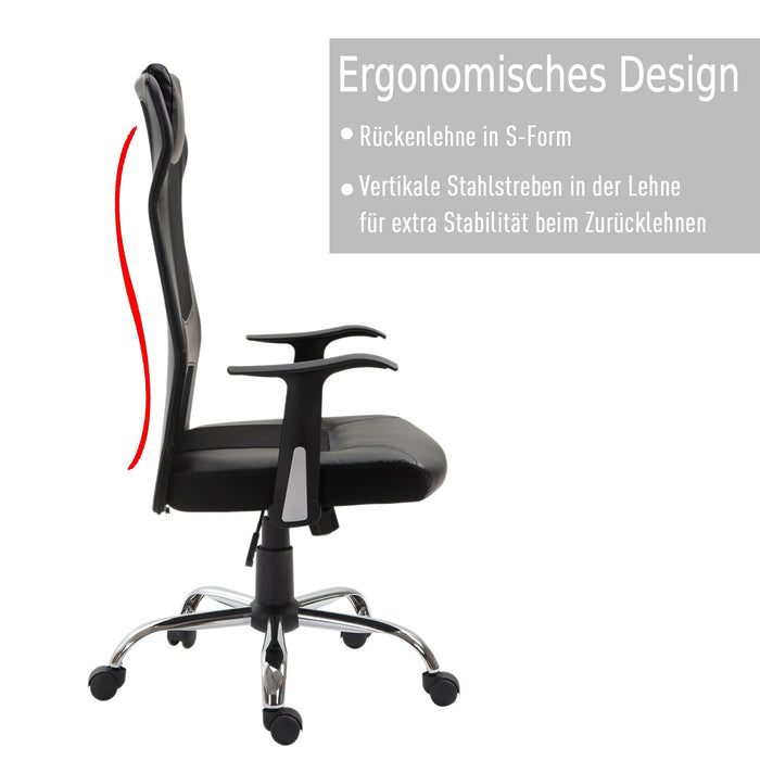 Bürostuhl höhenverstellbar Schreibtischstuhl ergonomisch Schwarz, 66x73x108-118cm