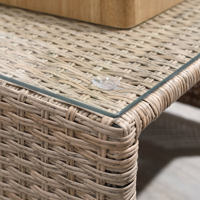 Rattan Sitzgarnitur, 6-teilige Sitzgruppe, Gartenmöbelset mit Couchtisch, Metall, Khaki, 151x75x65cm