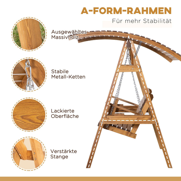 Hollywoodschaukel Gartenliege 2 personen Schaukelbank Schaukel mit verstellbarem Dach Kiefernholz, 189x162x180cm