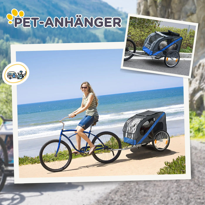 Dog fingers bicycle trailer dog transporters in the off -road blue, 145x80x87cm