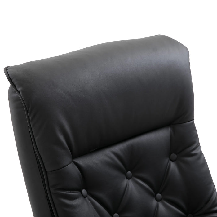 Détendez le fauteuil avec un tabouret de semelles en fauteuil à 360 ° Black rotatif, 82x83x110cm