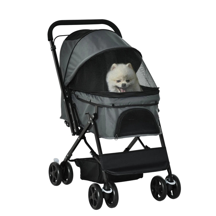 Chien de chien buggy chien panier de rangement pliable gris foncé, 76,5x52x95cm