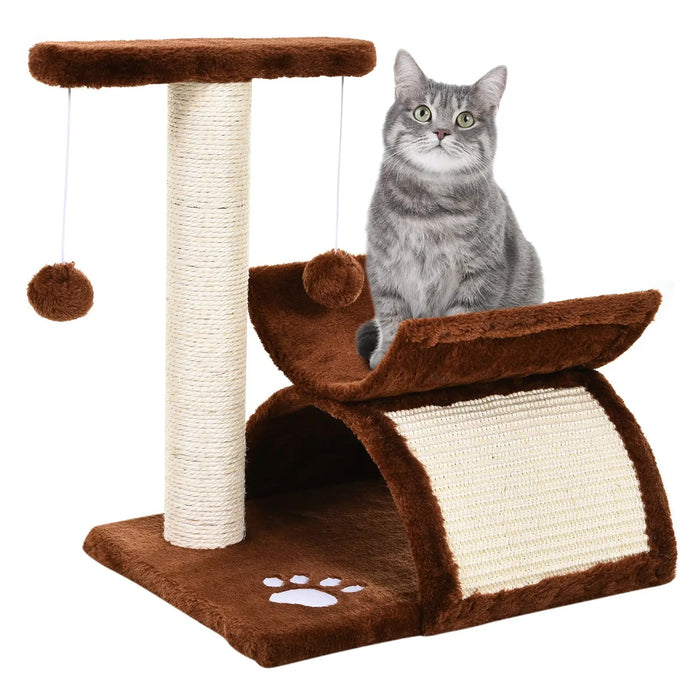 Chat grattant le post petit, pour les chats avec une balle de jeu marron 40x30x43cm