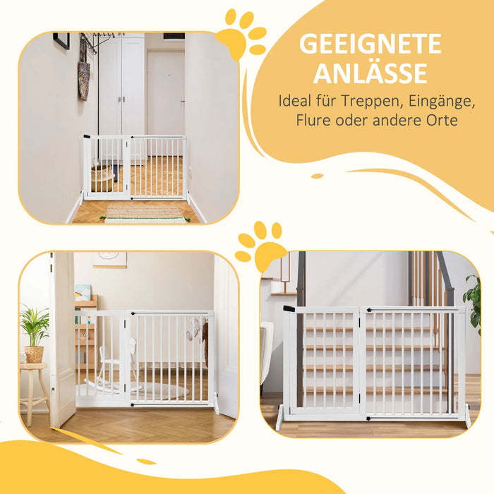 Gates de magasin pour chiens Protection de porte Grilles blanc, 113-166x36x71cm