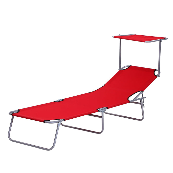 Sonnenliege Gartenliege Wellnessliege Strandliege klappbar mit Sonnenschutz Rot, 187x58x36cm