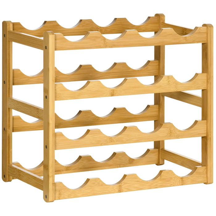 Wine shelf made of bamboo for 16 wine bottles, 4 shelves, 43x23.5x38cm nature