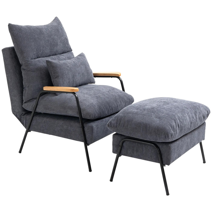 Fauteuil avec ottoman, y compris des oreillers, gris, 68x91.5x88cm