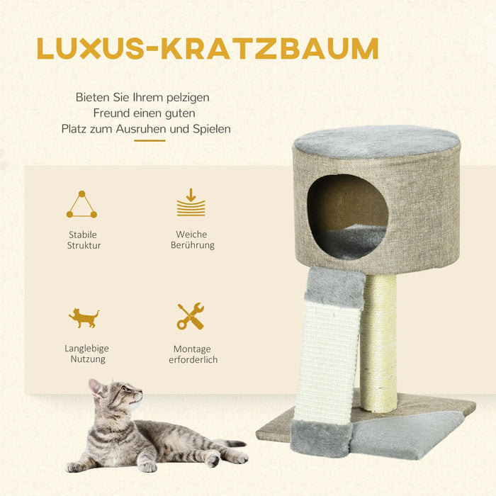 Stratching Post pour les chats avec une balle de chat gris 30x30x50cm