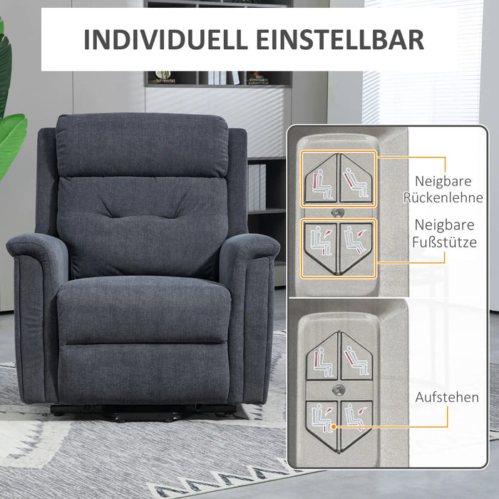 Détendez-vous le fauteuil Aide Senior Chaise, y compris la télécommande gris foncé, 92x87x108cm