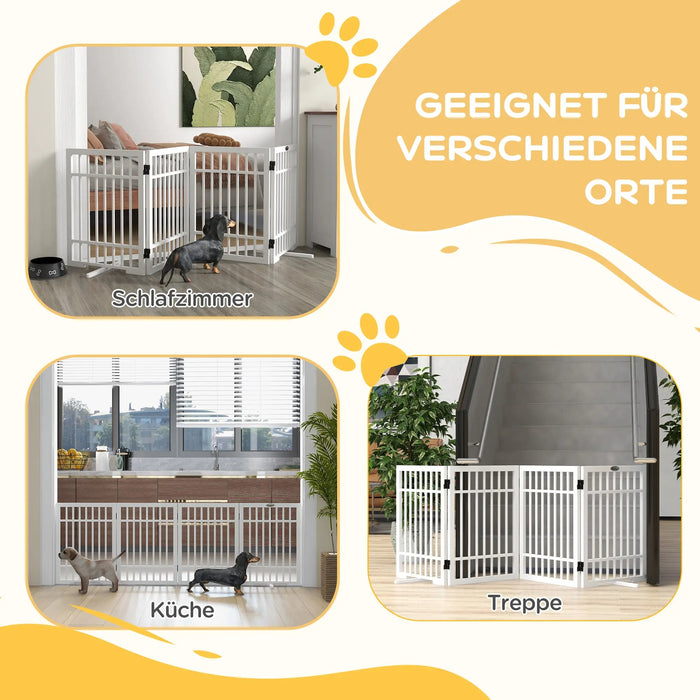 Hunde-Absperrgitter faltbar Weiss, 183x24,5x61cm