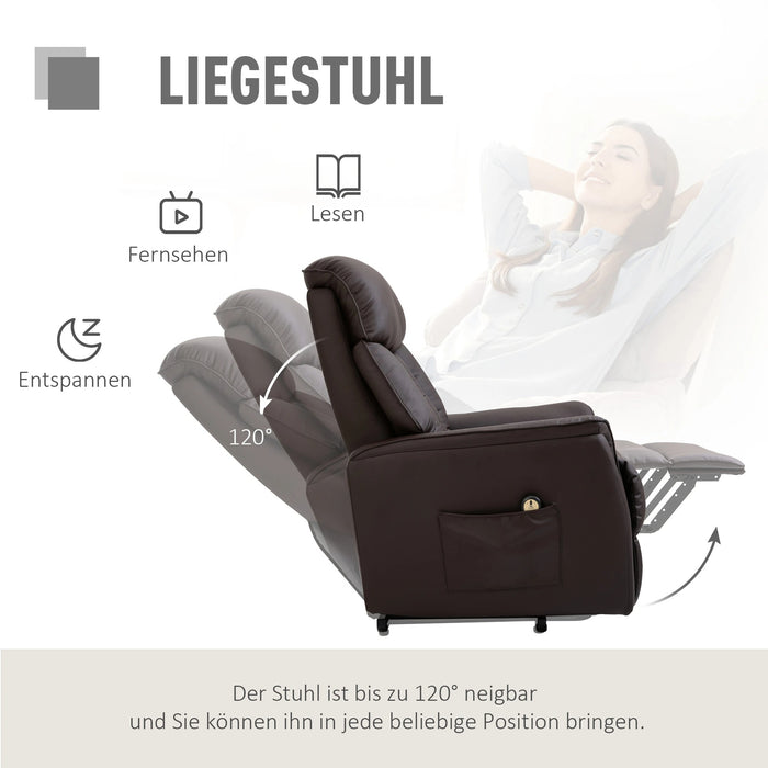 Electric hanging armchair television armchair with standing aid & lying function brown, 80x94x104cm