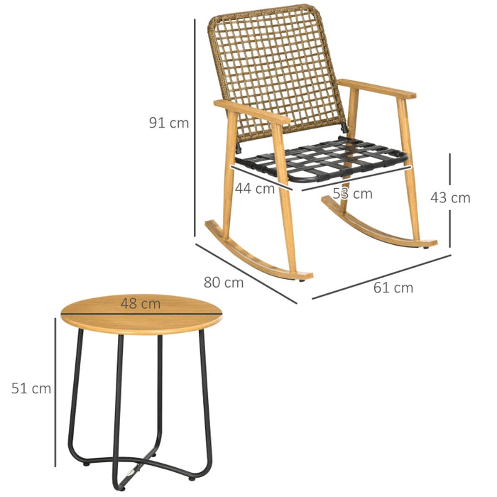 Gartenmöbelset für Personen 2 Schaukelstühle, 1 Beistelltisch, robustes Polyrattan, inkl. Sitzauflagen