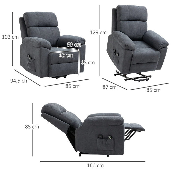 Massage chair with upstair 8 vibration engines including remote control gray, 89x99x103cm