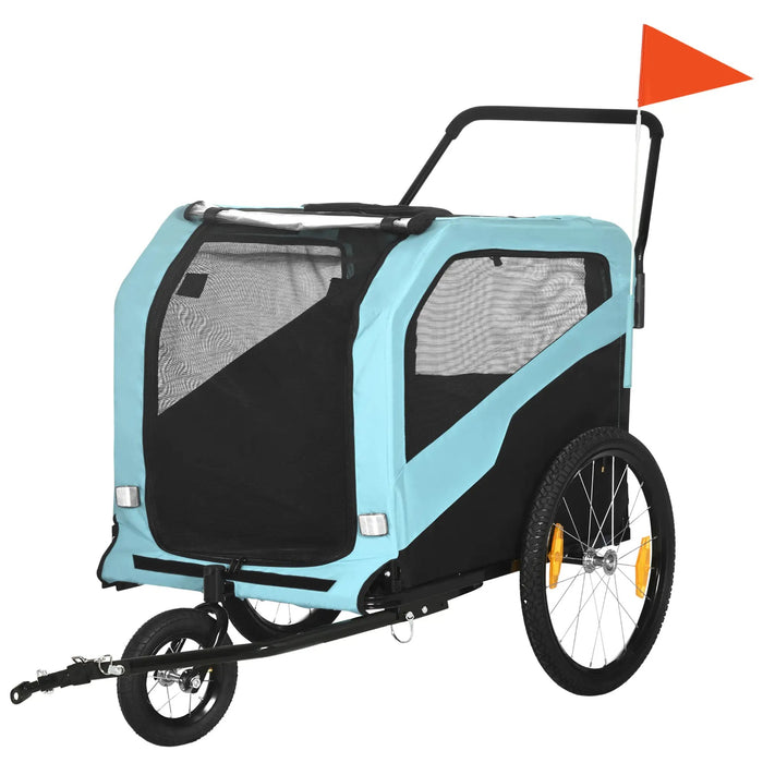 2in1 Dog Trailer Fonction de glissement 2 Entrées bleu clair, 170x77x90cm