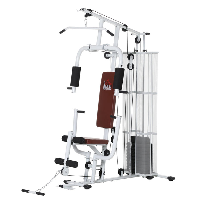 Station de résistance au gymnase Multigym Fitness Dispositif comprenant des poids en métal pu en cuir artificiel blanc 150x110x210cm