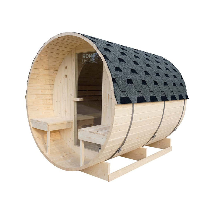 Sauna en plein air sauna aquila deluxe l- 195 x 220 cm pour 4 personnes - sauna avec four 8 kW