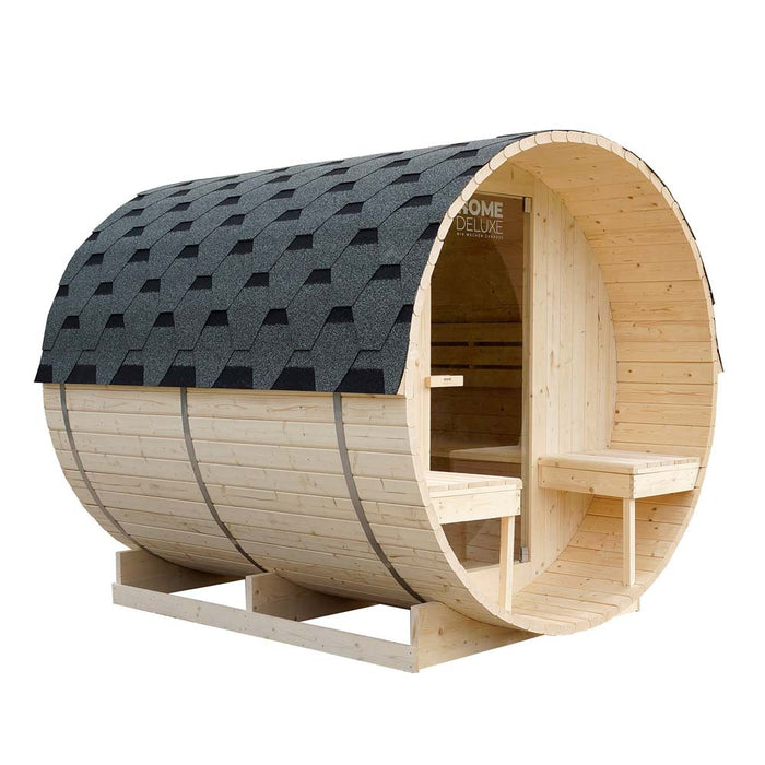 Sauna en plein air sauna aquila deluxe l- 195 x 220 cm pour 4 personnes - sauna avec four 8 kW