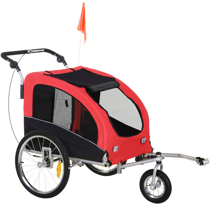 fahrradanhänger mit joggerfunktion Hundeanhänger mit Jogger-Funktion Universalkupplung Rot,155x83x108cm — floki24