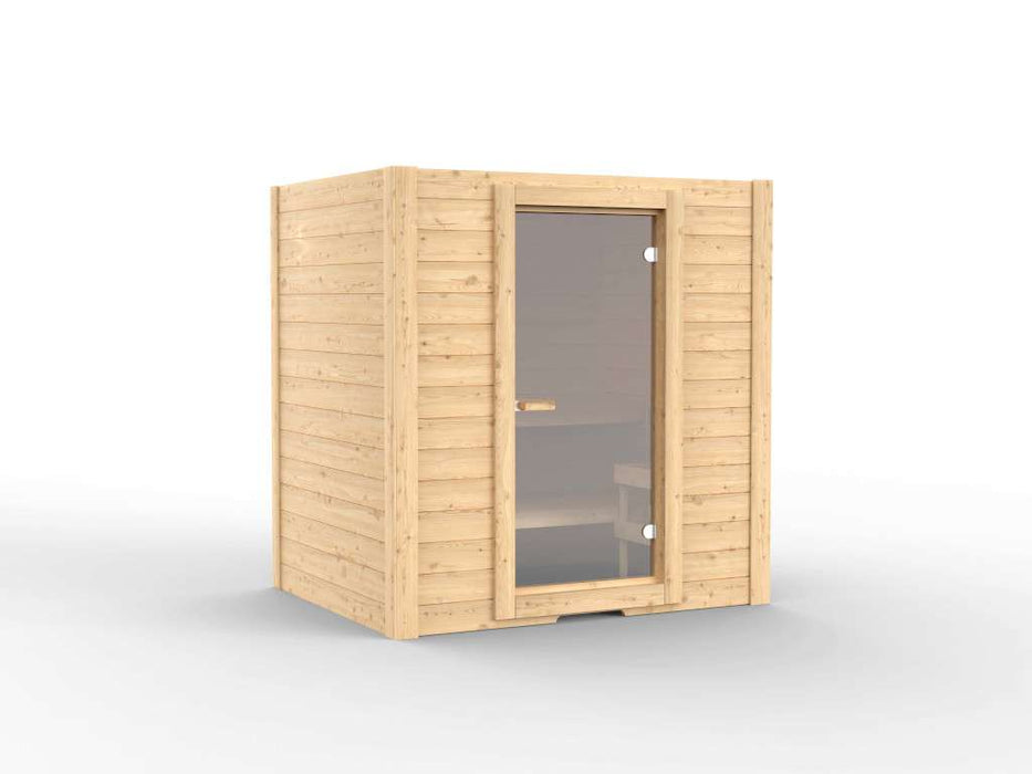 Sauna en bois massif sauna bs2 médium - 194.5x156x204cm, 2-3 personnes - sauna en salle 9kw cilindro