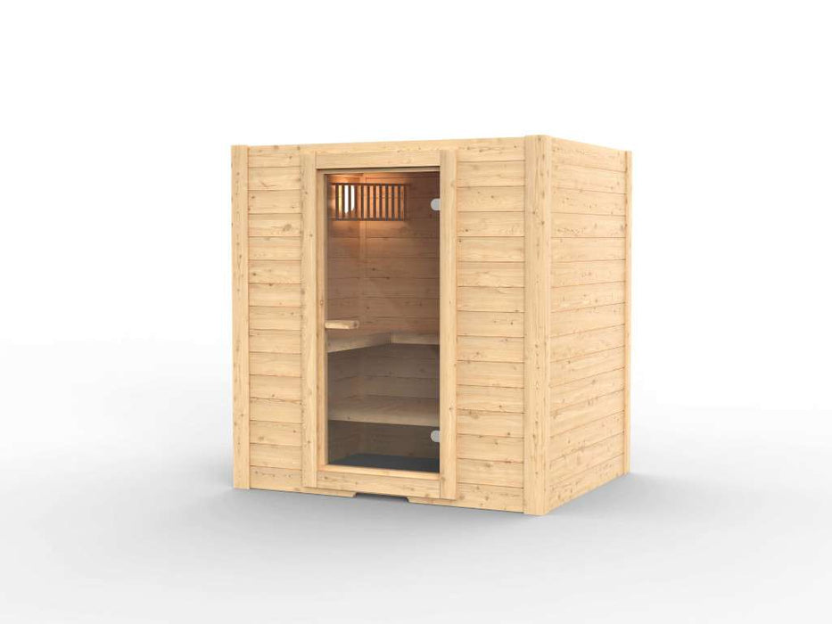 Sauna en bois massif sauna bs2 médium - 194.5x156x204cm, 2-3 personnes - sauna en salle 9kw cilindro