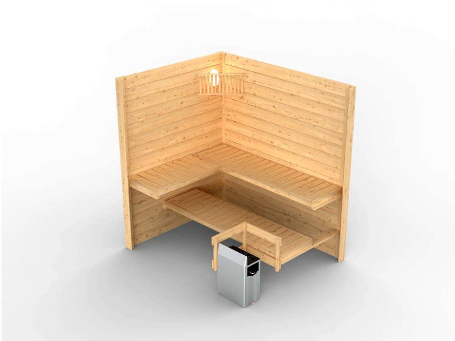 Sauna en bois massif sauna bs2 médium - 194.5x156x204cm, 2-3 personnes - sauna en salle 9kw cilindro