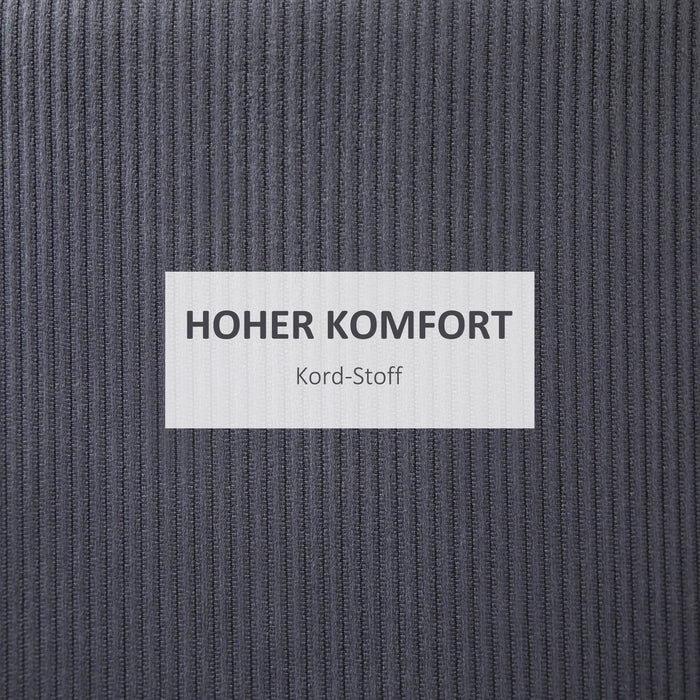 Hocker Zweier-Set Ottomane mit Stauraum weiche Polsterung Cordoptik, Grau, 40x40x41cm