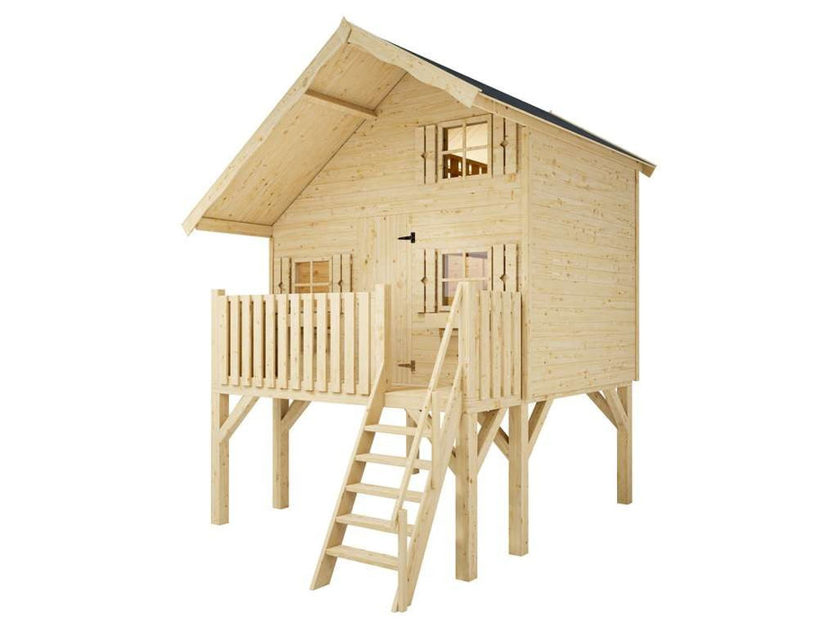 Playhouse, Play Tower, Stelzenhaus 'Night XL' Race naturelle, y compris la véranda et les échasses, 260x253x354cm (bxtxh)