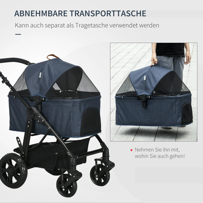 Voiture pliable buggy chien voiture bleu foncé, 99x62x106cm