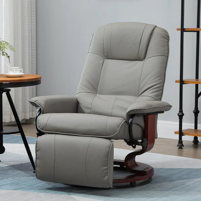 Déchaigneur télévisé en fauteuil fauteuil allongé en cuir artificiel 360 ° chaise rotative gris incliable, 78x87x100cm