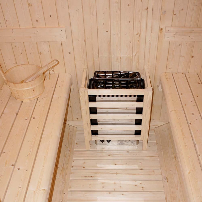 Sauna extérieur sauna sauna aquila xl -195 x 220 cm pour 4 personnes - sauna avec four 8kw