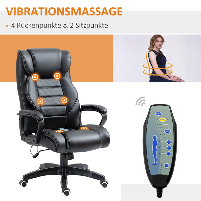 Bürostuhl mit Massage höhenverstellbar ergonomisch Schwarz, 66x78x112-120cm