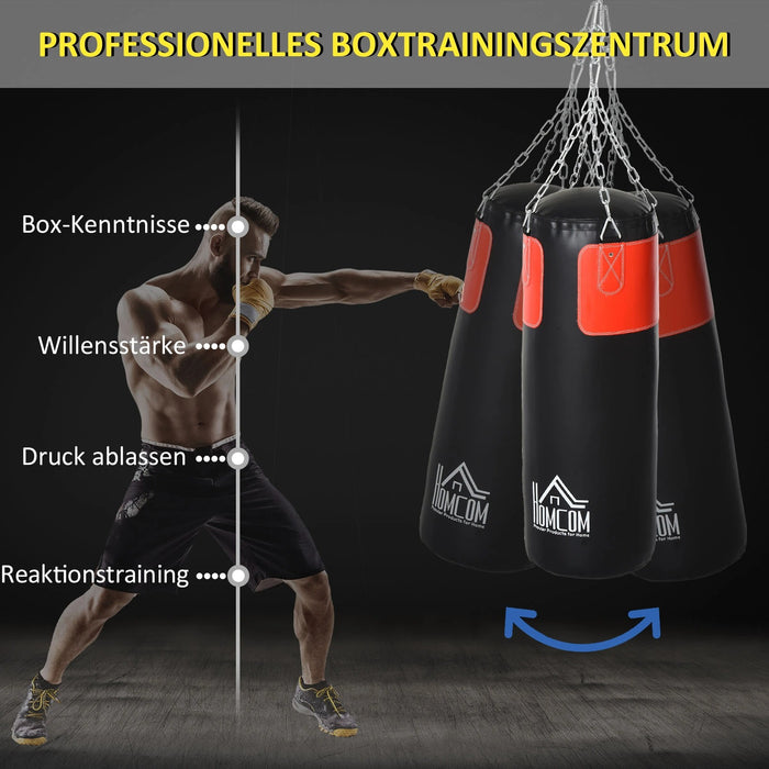 Ensemble de sacs à boîte avec gants de boxe Sac lourd noir + rouge, Ø30x120cm