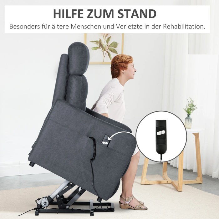 Détendez le fauteuil avec un support - Up, y compris à la télécommande, gris de repose-pied extensible, 71x94x104cm