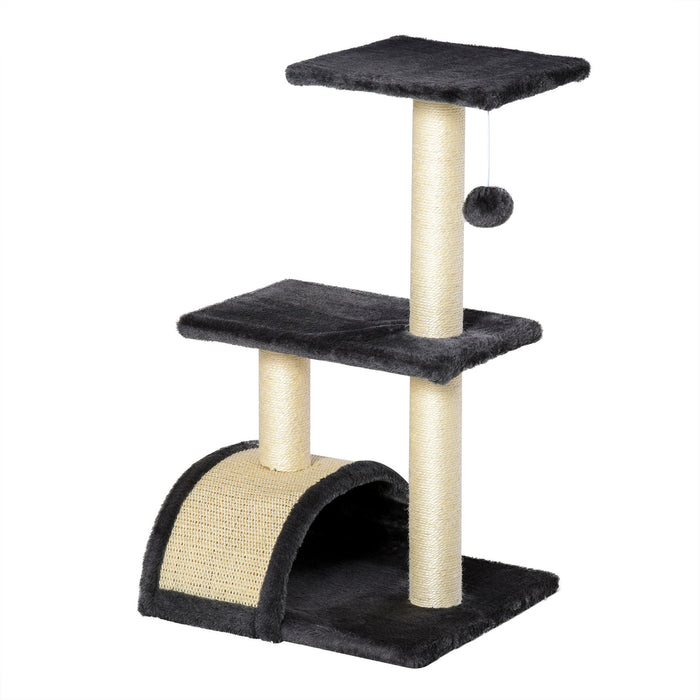 Cat Scratching Post, sisal en peluche gris foncé, 40x35x72cm