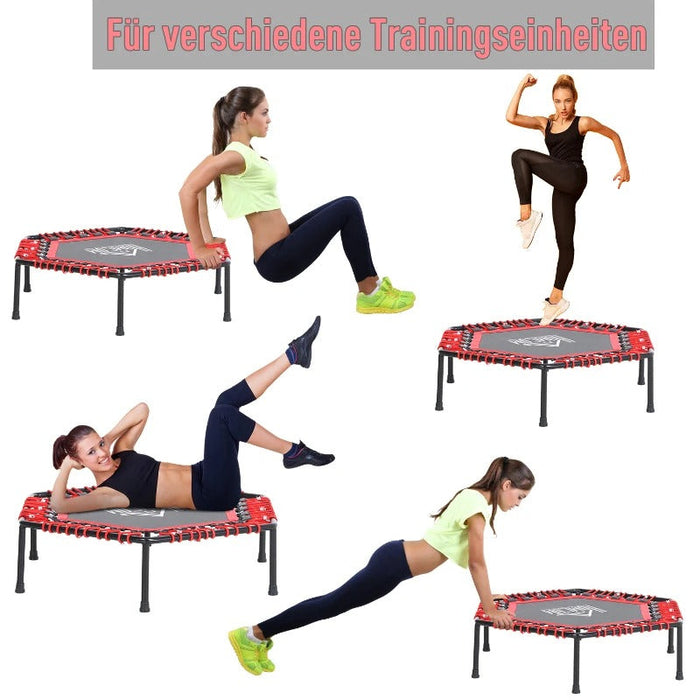 Fitness-Trampolin, Trampolin für Joga, Gartentrampolin, Stahl+PP, Rot, Ø105x26Hcm