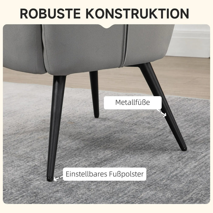 Détendez le fauteuil avec fauteuil ottoman avec tabouret de pied, set en 2 parties, gris