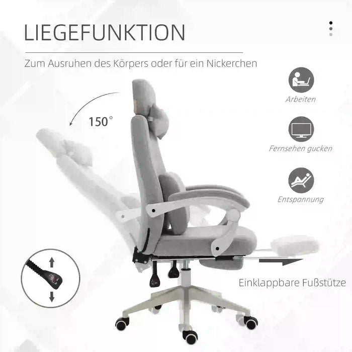 Bürostuhl mit Rollen Ergonomisch Polyester Schaumstoff, 62x68x117-127cm