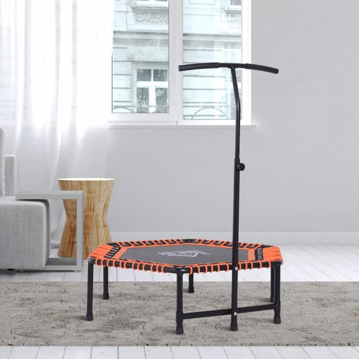 Fitness-Trampolin, Trampolin, Gartentrampolin für Joga, Stahl+PP+EVA, Schwarz+Orange, 121,92x121,92x138cm