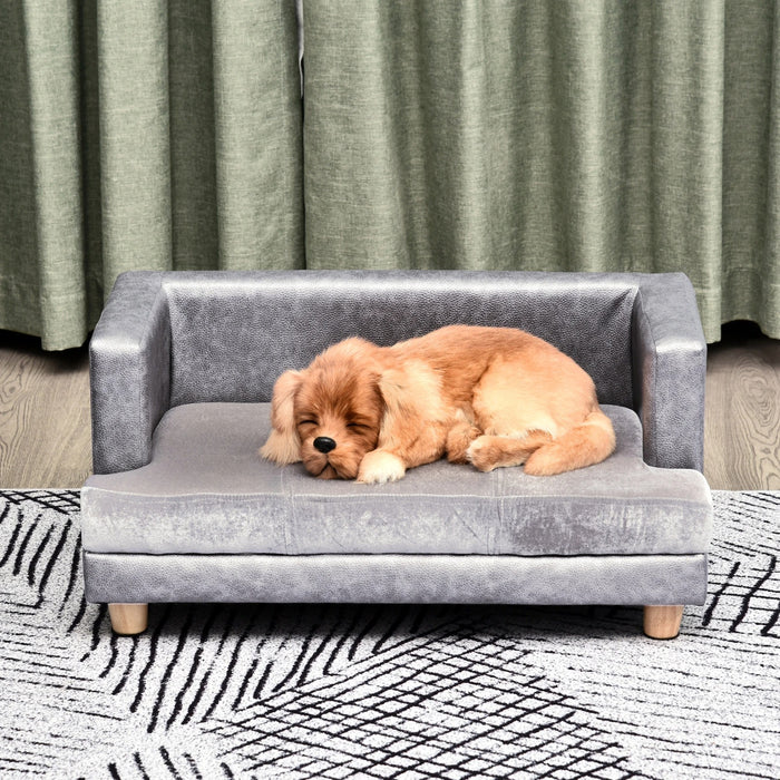 Dogenofa dog bed synthetic leather short plush gray, 68x41x32cm