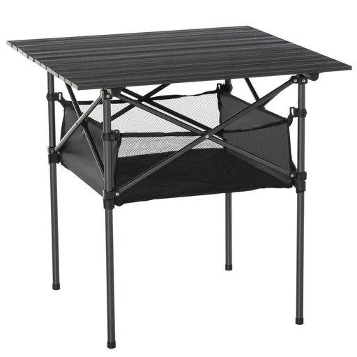 Campingtisch aus Aluminium faltbar Klapptisch Picknicktisch Schwarz, 70x70x69cm