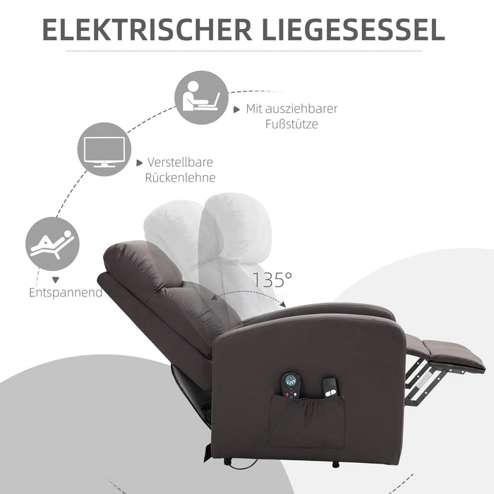 Massaggi sedia con stand -up Aid Relaxation Plashair tra cui Remote Control Brown scuro, 82x96x107 cm