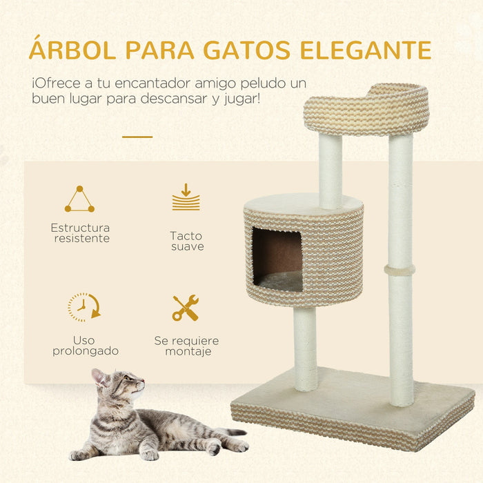 Cat Scratching Post, plates-formes de visualisation confortables, beige et café, 61x41x96cm