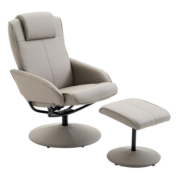 Détendez le fauteuil en fauteuil télévisé Armchair Armchair 360 ° rotatif avec repose-pieds gris 78 × 71 × 101 cm