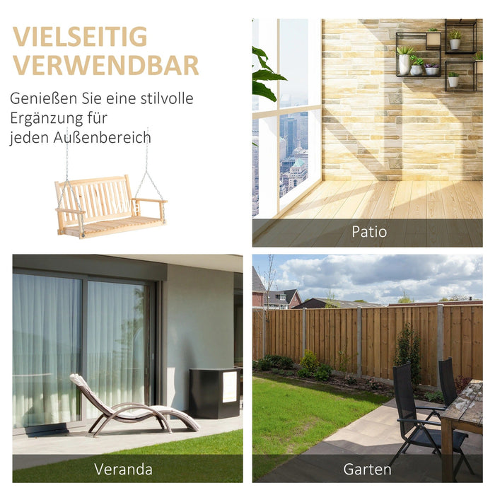 Gartenschaukel für 2 Personen Schaukelbank Hängebank Massivholz Patio Terrasse Hinterhof Natur, 117x69x60cm