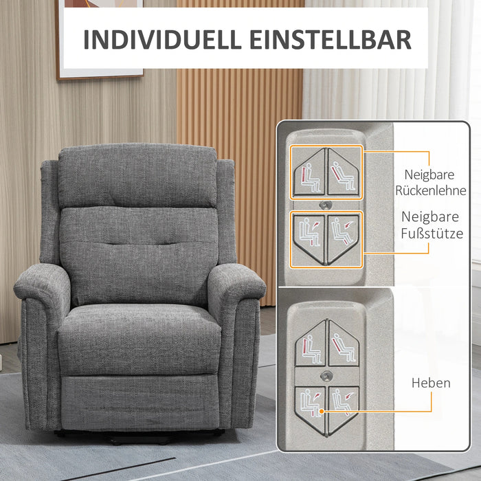 Détendez le fauteuil avec un support - Up, y compris à télécommande de support des pieds Gris en acier, 92x87x108cm