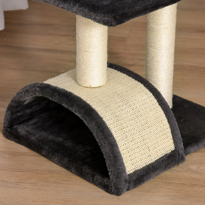 Cat Scratching Post, sisal en peluche gris foncé, 40x35x72cm